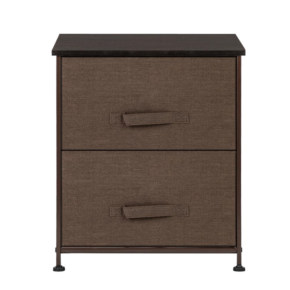 Zimtown Nightstand with 2 Drawers - Bedside Furniture and Accent End Table Chest Brown