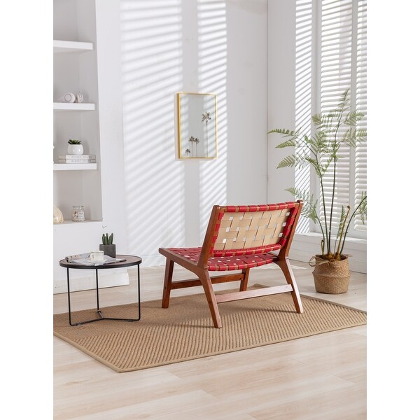 Solid Wood Frame Chair With White Wool Carpet