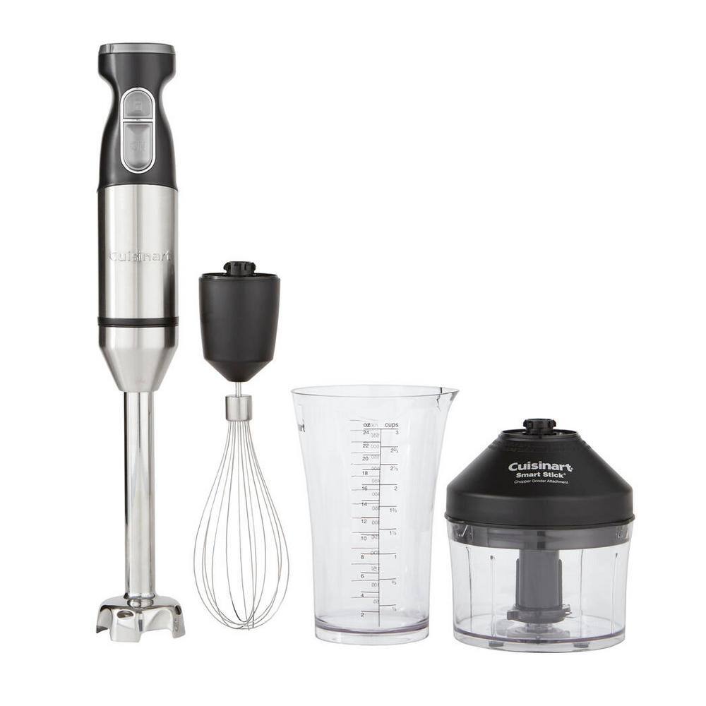 Cuisinart Smart Stick 5-Speed Stainless Steel Immersion Blender with 3-Cup Chopper and Grinder Attachment CSB-179P1