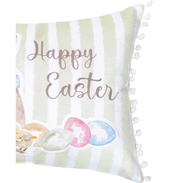 C amp f Home Happy Easter Yellow Stripe Pillow