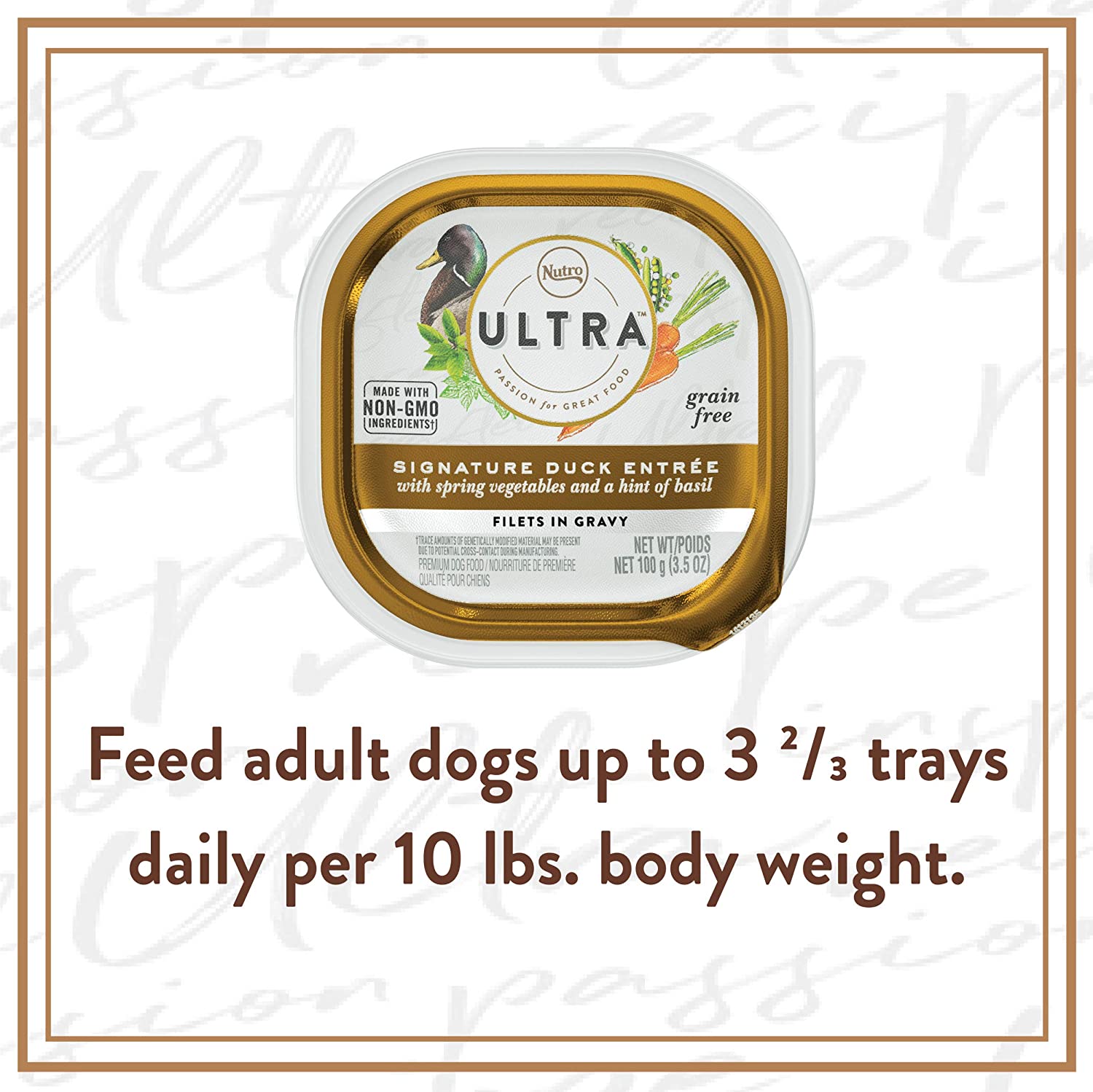 NUTRO ULTRA Grain Free Adult Wet Dog Food Filets in Gravy Signature Duck Entrée With Spring Vegetables and a Hint of Basil 3.5 Ounce (Pack of 24)