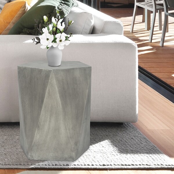 Adeco Modern Concrete Indoor Outdoor Hexagon Side Table