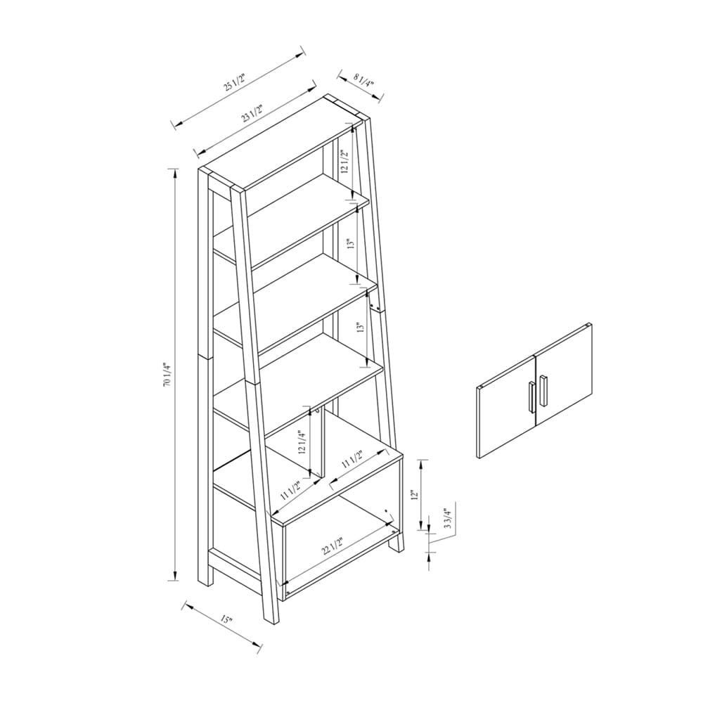 Modern Bookcase Distressed Grey