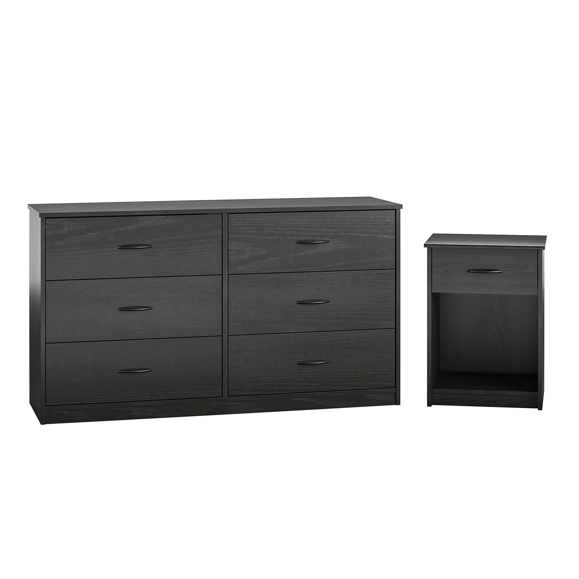 Mainstays Classic Nightstand with Drawer, Black Oak