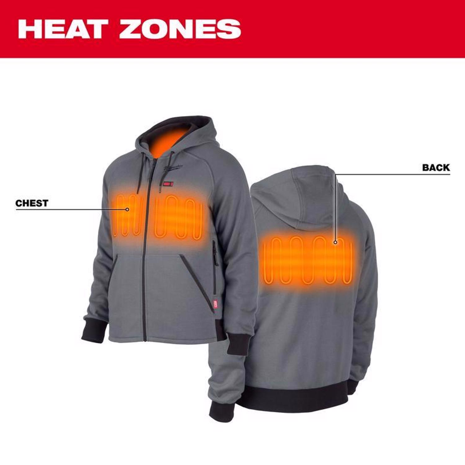 MW M12 S Long Sleeve Men\u0027s Full-Zip Heated Hoodie Kit Gray