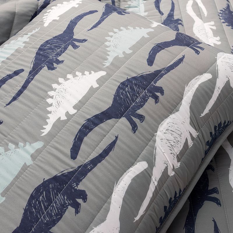 Lush Decor Make A Wish Stone Age Dinosaur Reversible Quilt Set with Shams