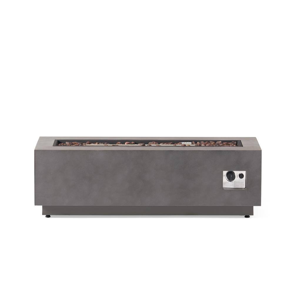 Noble House Reign Concrete Rectangular Metal Fire Pit (No Tank Holder) 69687