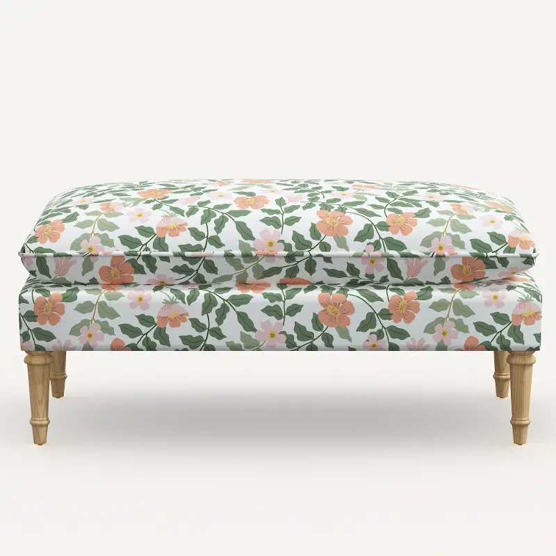 Rifle Paper Co. Flora Primrose Blush Pillowtop Bench