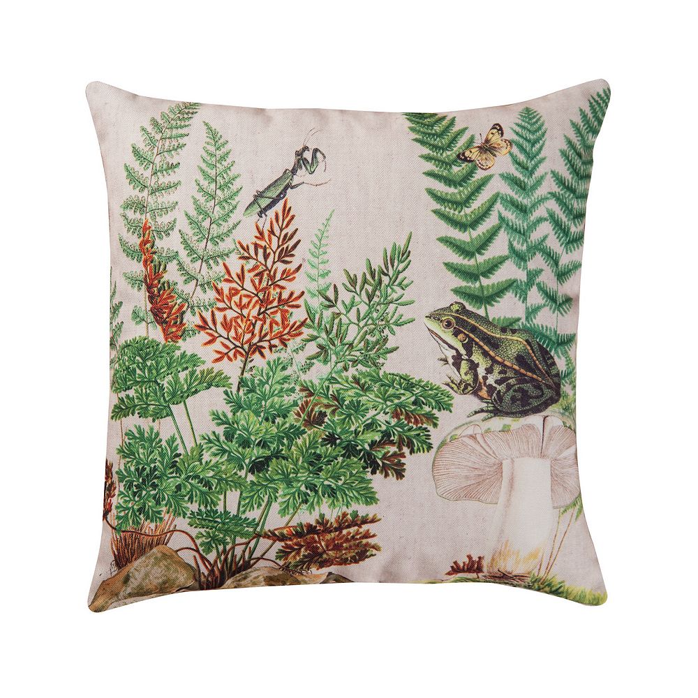 CandF Home Fern and Frog Indoor/Outdoor Throw Pillow