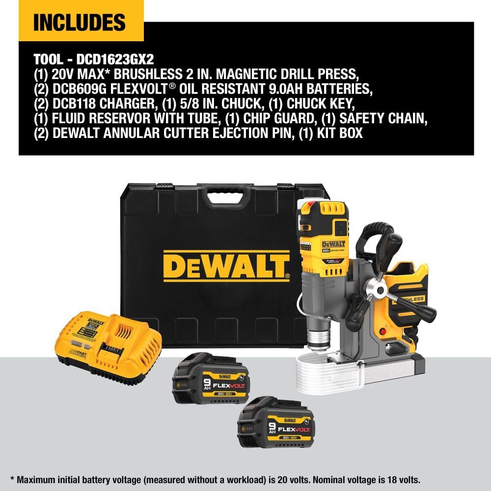 DEWALT 20V MAX 2" Magnetic Drill Press with FLEXV ADVANTAGE Kit DCD1623GX2 from DEWALT