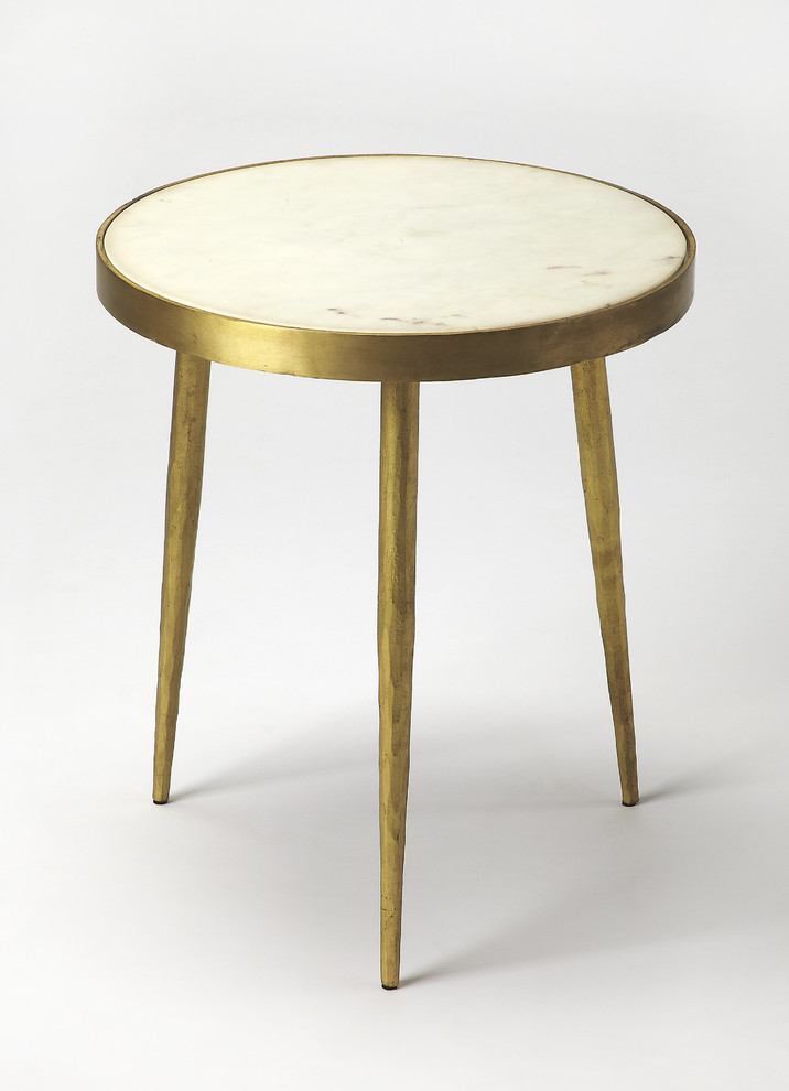 Triton White Marble Bunching Table  9350025   Midcentury   Side Tables And End Tables   by HedgeApple  Houzz