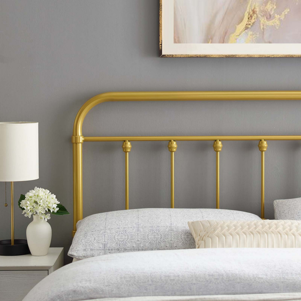 Sage King Metal Headboard   Contemporary   Headboards   by Uber Bazaar  Houzz