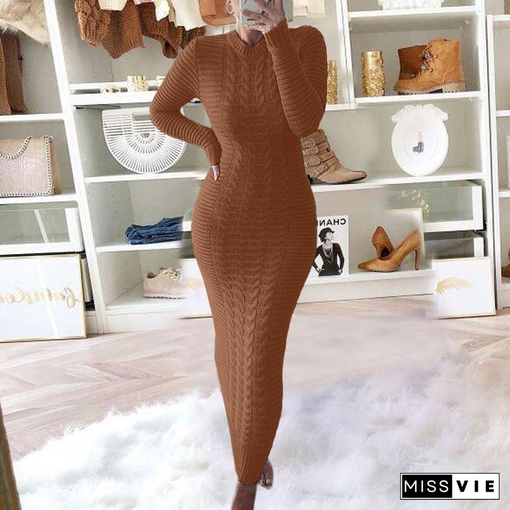 Long Sleeve Knitted Fall Dresses