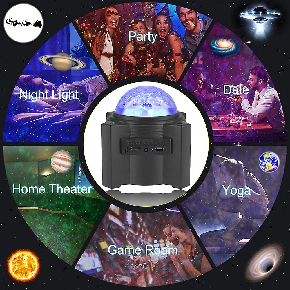 Led Star Cloud Ocean Projector Light Projection Lamp Night Light Bt Music Speaker With 7 Lighting Modes/15 Cloud Colors/15 Patterns Remote Controller