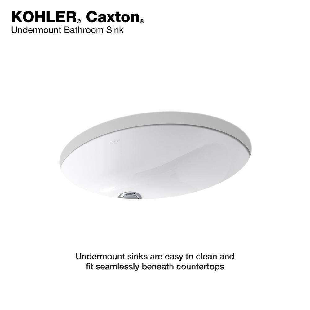 KOHLER Caxton 16-14 in. Oval Vitreous China Undermount Bathroom Sink in White with Overflow Drain K-R2210-0