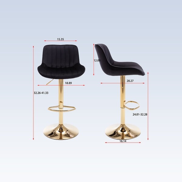 Modern Velvet Adjustable Bar Stools With Golden Base