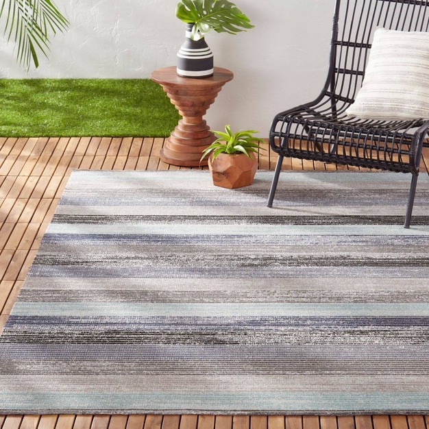 X 7 x27 2 quot New York Patio Sofia Estelle Indoor outdoor Rug Gray blue Nicole Miller