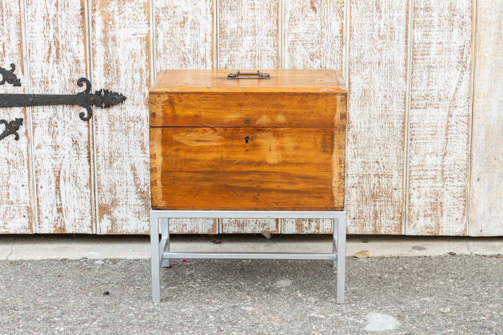 Asian Mid Century Campaign Style Box on Stand   Contemporary   Side Tables And End Tables   by De cor  Houzz