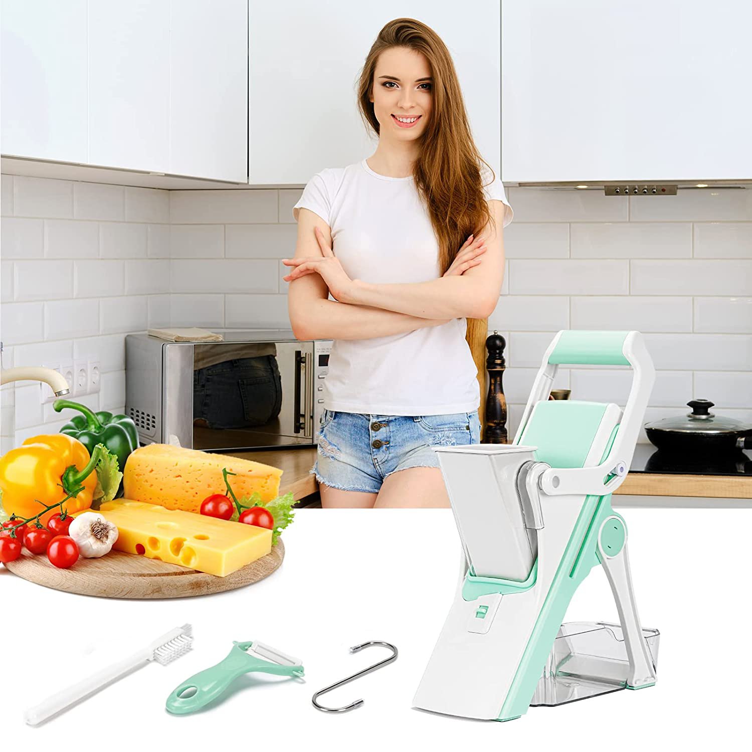 Safe Mandoline Slicer for Kitchen Vegetable Chopper Slicer， Food French Fry Potato Chopper