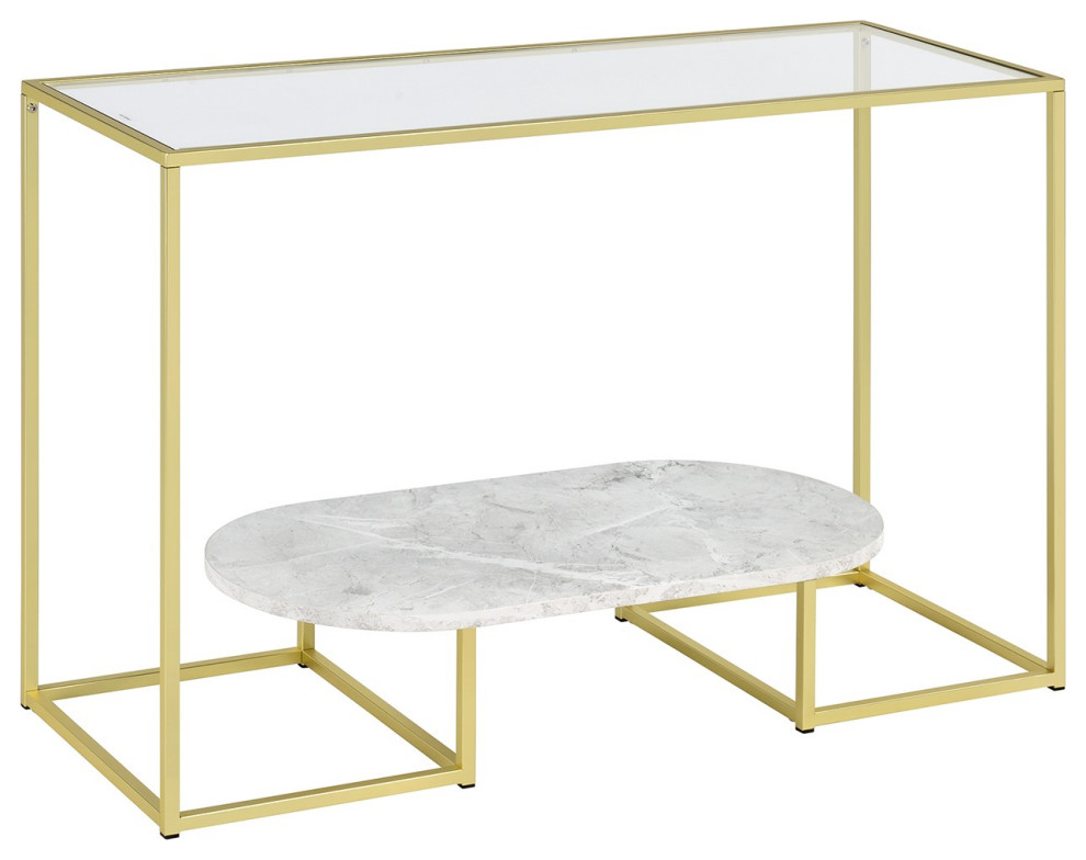 Nola Glass  ampMetal Sofa/Console Table in Gold   Contemporary   Console Tables   by Progressive Furniture  Houzz