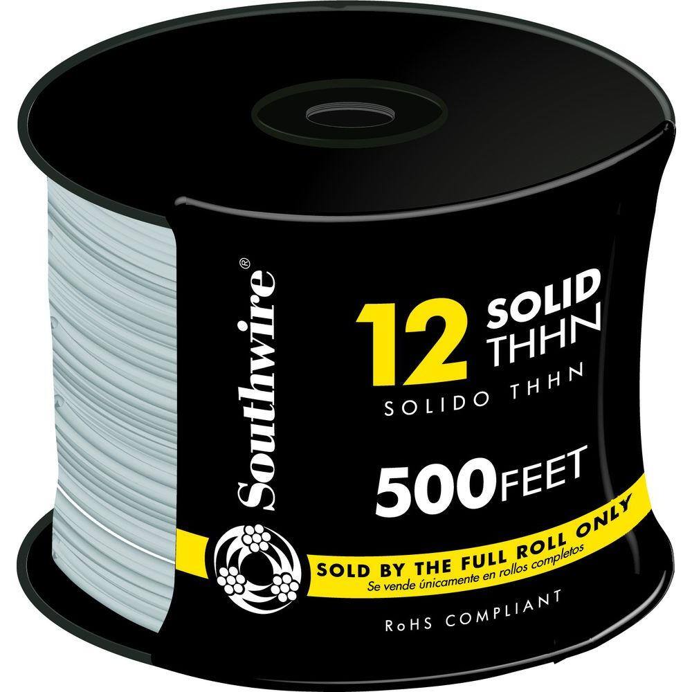 Southwire 500 ft. 12 Gray Solid CU THHN Wire 22870001