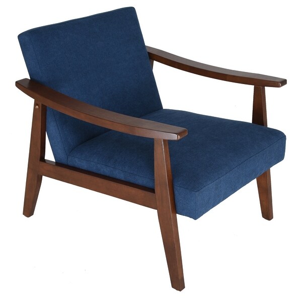 Zenvida Mid Century Modern Accent Armchair Solid Hardwood Upholstered