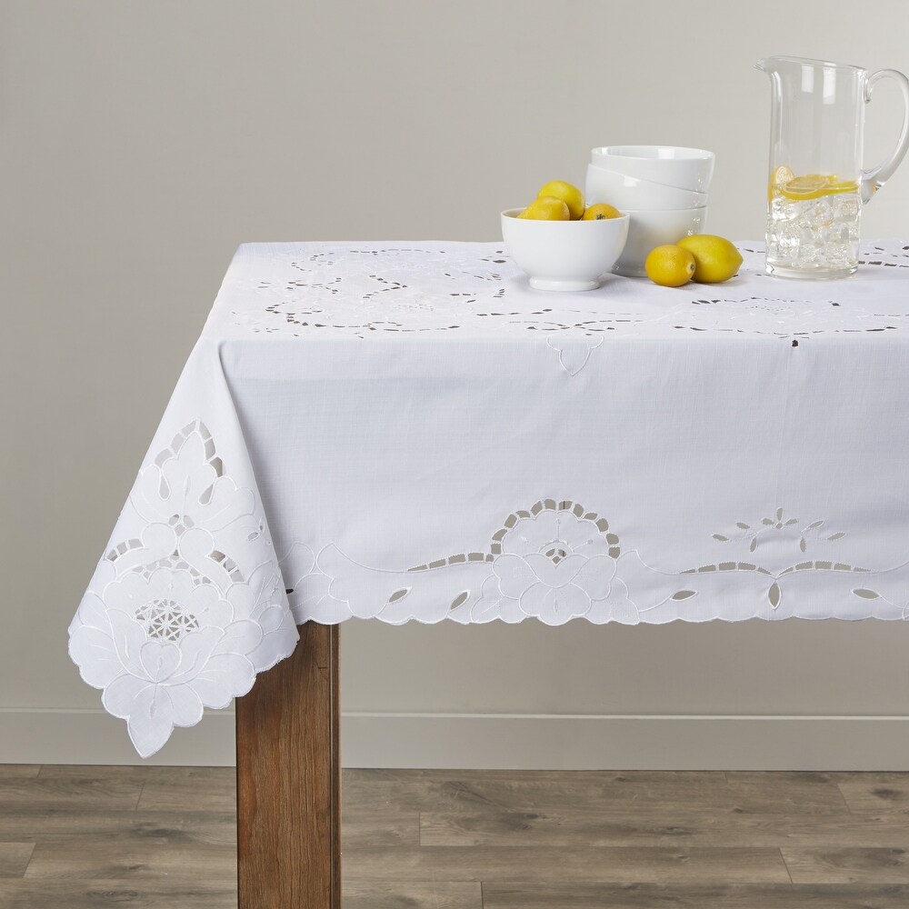 Violet Linen Sapphire Embroidered Pattern Tablecloth