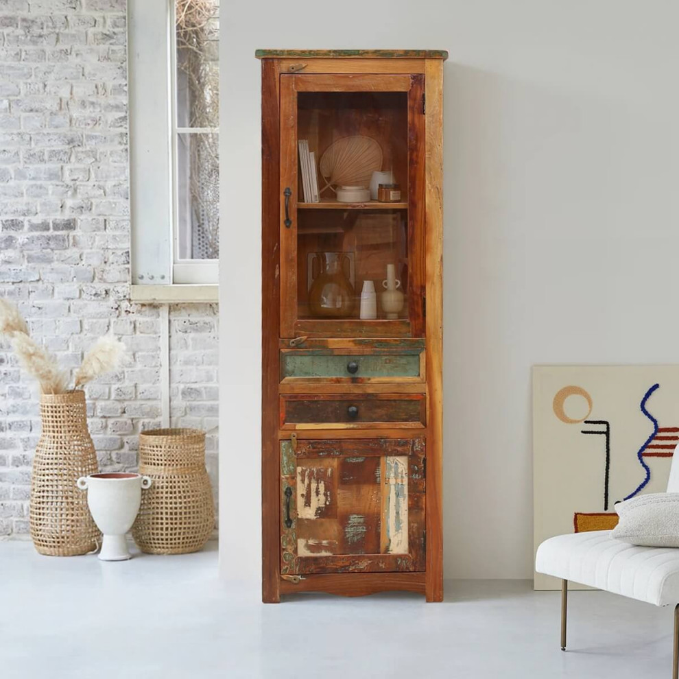 Rustic Reclaimed Wood 2 Drawer Bookcase   Farmhouse   Bookcases   by Sierra Living Concepts Inc  Houzz