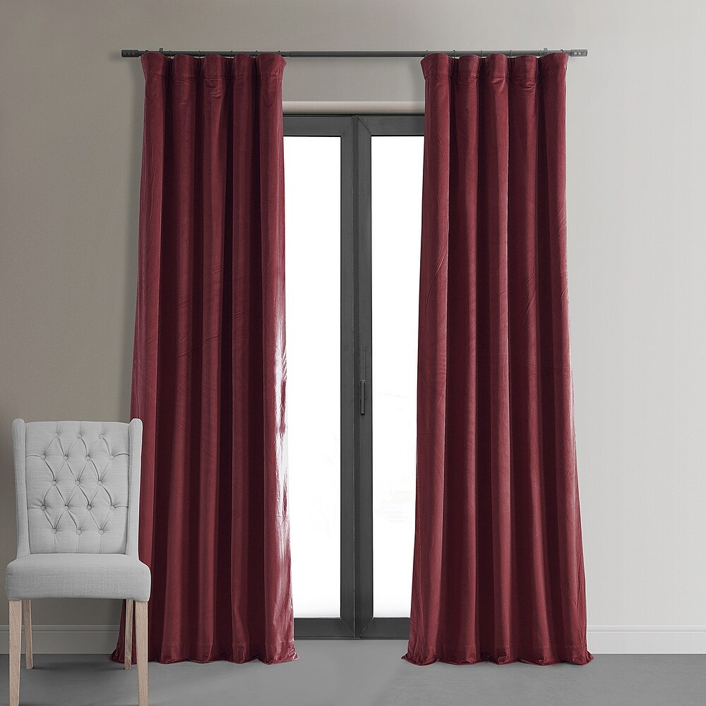 Exclusive Fabrics Signature Burgundy Velvet Blackout Curtain (1 Panel)   Luxurious Blackout Drapery for Elegant Décor