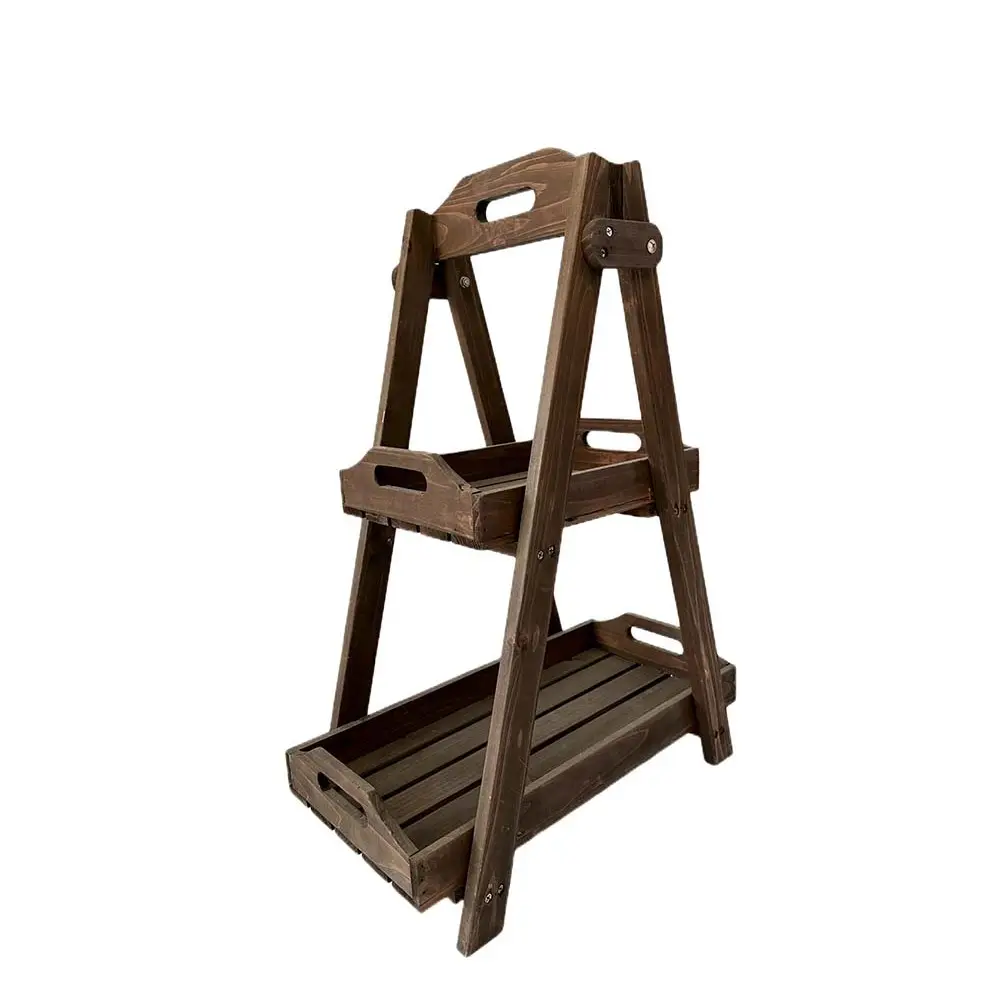 Factory direct supply easily assembled plant stand outdoor solid wooden multilayer plant stand