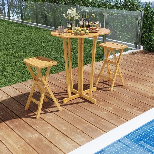 Outdoor Folding Bar Table with Oval Tabletop and Cross Base