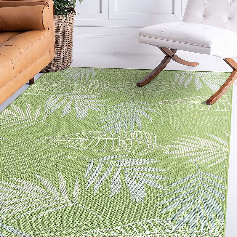 World Rug Gallery Contemporary Floral Leaves Indoor/Outdoor Waterproof Patio Area Rug