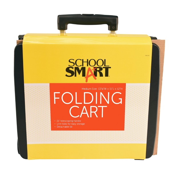 School Smart Folding Storage Cart On Wheels Medium 13 7 8 X 11 X 12 Inches Black