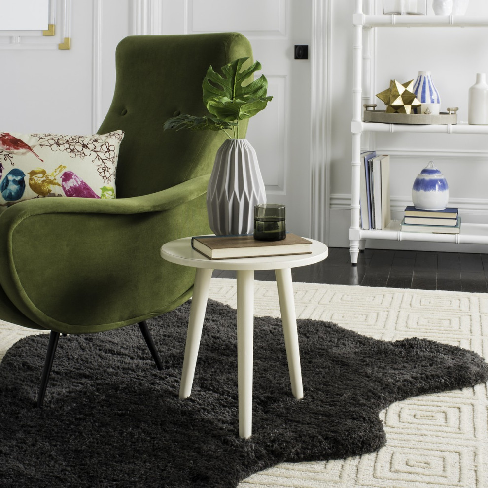 Niles Round Accent Table Vintage White   Midcentury   Side Tables And End Tables   by Peachtree Fine Furniture  Houzz