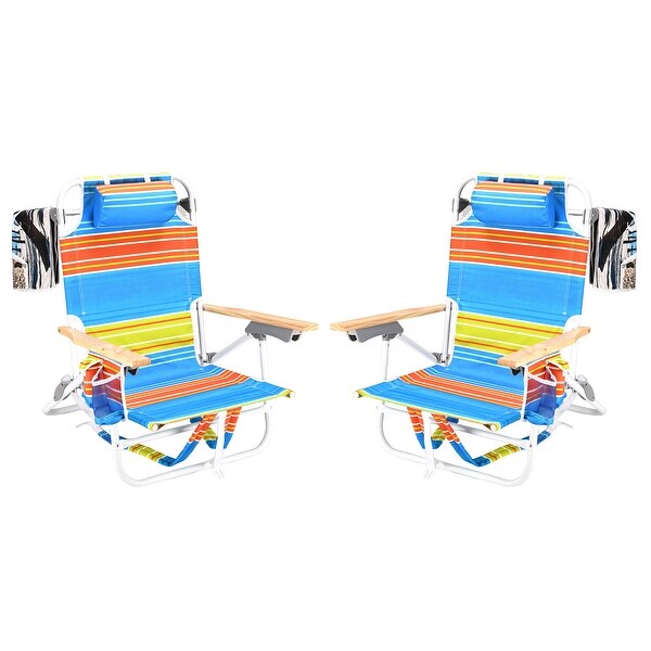 2PCS Backpack Beach Chairs for Adults Beach Towel Backpack Beach Chairs for Adults 5 Position Chair with Pouch Folding