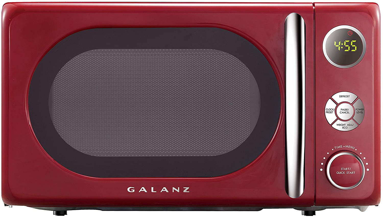 Galanz GLCMKA07RDR-07 Microwave Oven, LED Lighting, Pull Handle Design, Child Lock,Retro Red, 0.7 Cu.Ft