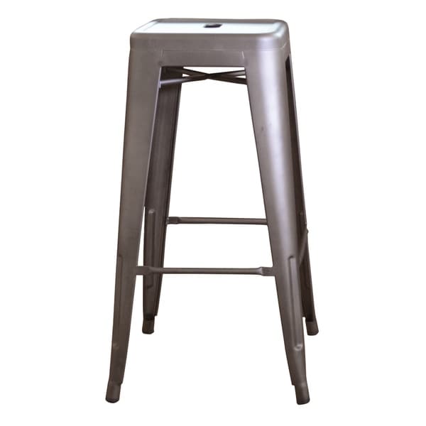 Carbon Loft Tolliver Gunmetal 30-inch Metal Bar Stool (Set of 3)