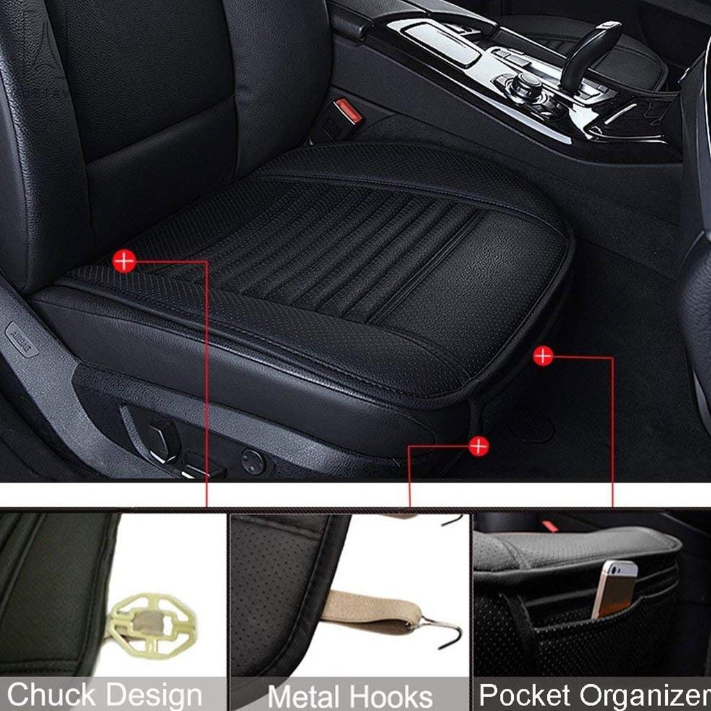 Gustave Universal Car Seat Cover， Car Front Seat Cushion Breathable PU Leather Pad Mat Non Slip Bottom for Auto Supplies Office Chair with Storage Pouch 