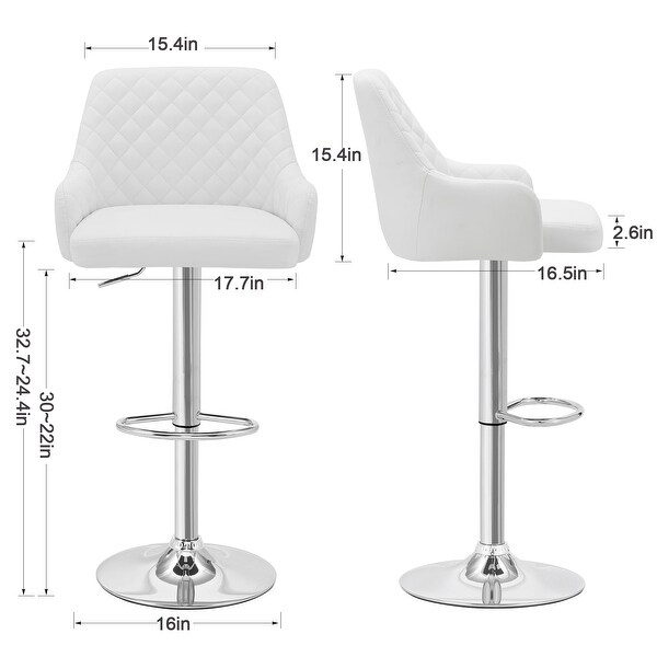 Javlergo Set of 4 Bar Stools Adjustable Counter Height Swivel Barstools with Back and Armrest