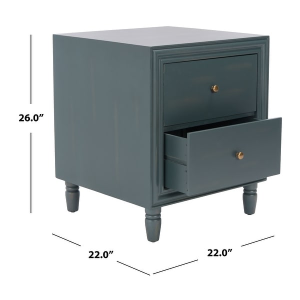 SAFAVIEH Blaise Dark Teal 2-Drawer Storage Night Stand Table - 22