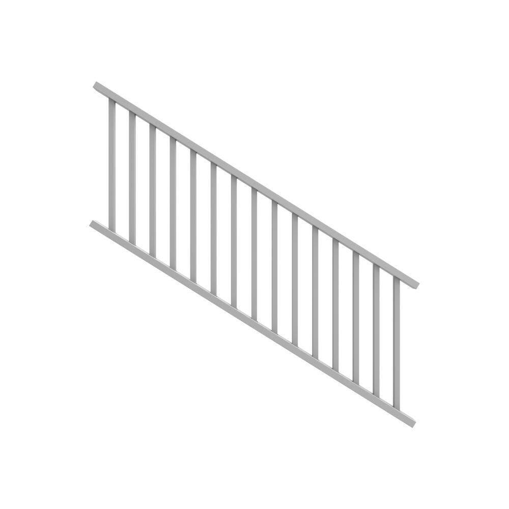 Barrette Outdoor Living Select 8 ft. x 36 in. White Vinyl Stair Rail Kit with Square Balusters 73024863