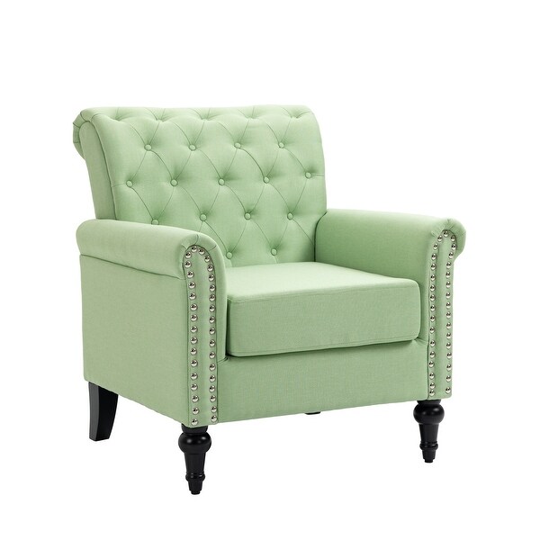 Linen Upholstered Tufted Back Accent Chair