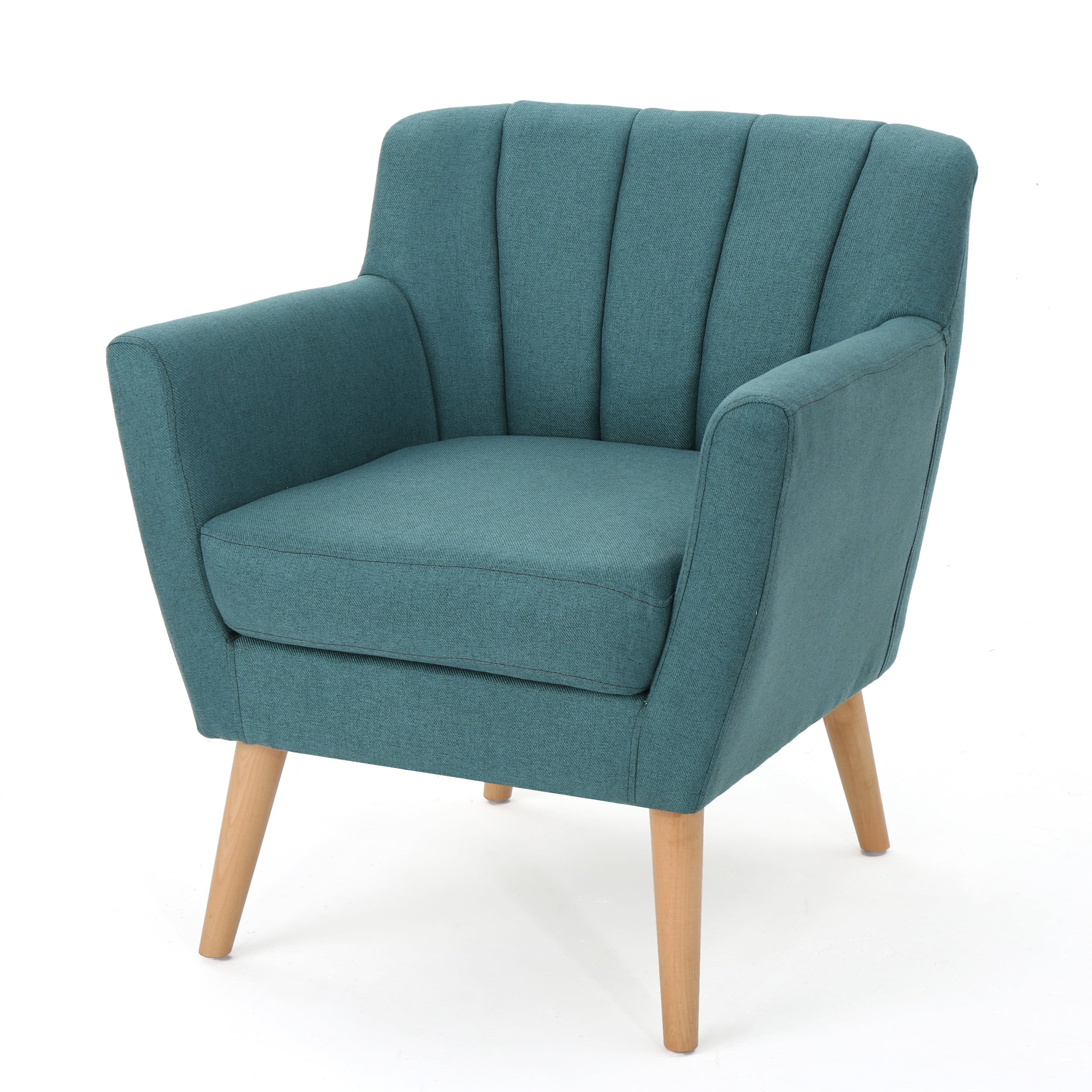 Noble House Sweetbrier Fabric and Wood Club Chair, Blue