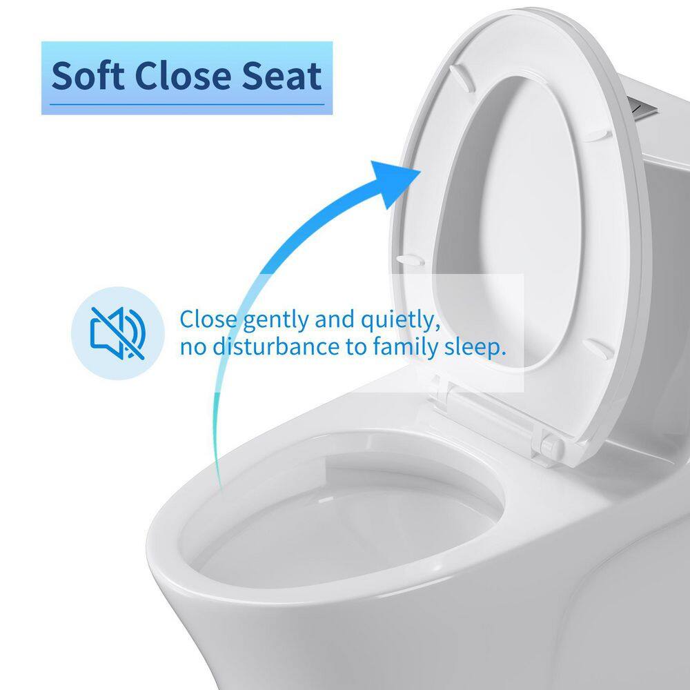 UPIKER Modern 12 in. Rough-In 1-piece 1.27 GPF Dual Flush Elongated Toilet in White Seat Included UP2210TOW1878