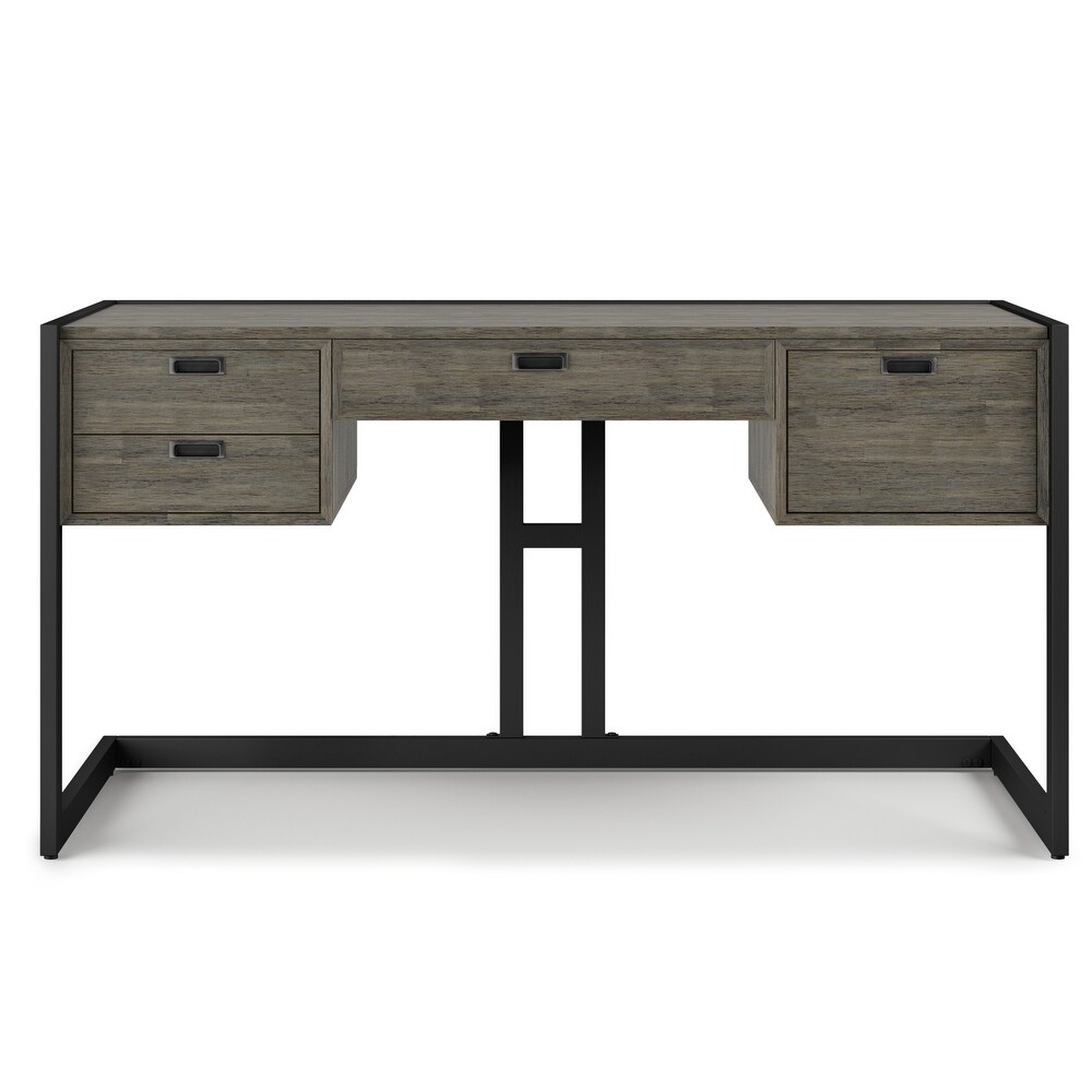 WYNDENHALL Arley SOLID ACACIA WOOD Modern Industrial 60 inch Wide Desk in Weathered Grey