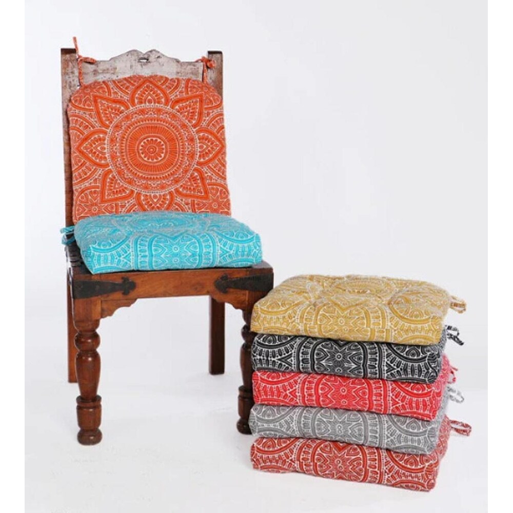 Handmade Cotton Chair Pads Cushion 19''x19''  3'' Thick  Chair Pads with Ties for Chairs/ Armchairs/ Dining / Rocking Chair