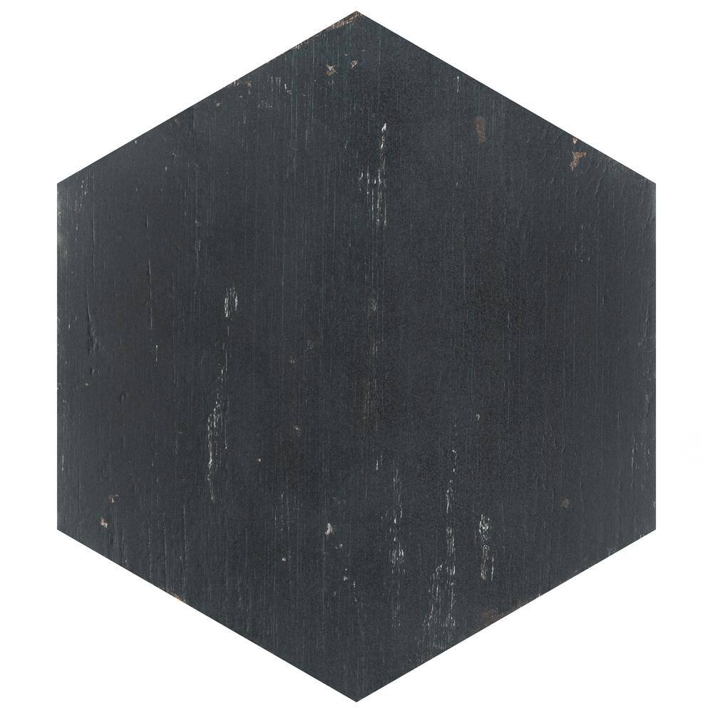 Merola Tile Retro Hex Nero 14-18 in. x 16-14 in. Porcelain Floor and Wall Tile (11.07 sq. ft.Case) FNURTXNG