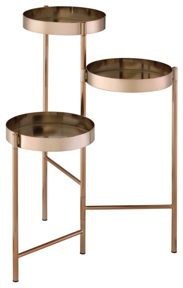 Plant Stand With 3 Tier Design And Folding Metal Frame  Gold   Contemporary   Plant Stands And Telephone Tables   by VirVentures  Houzz