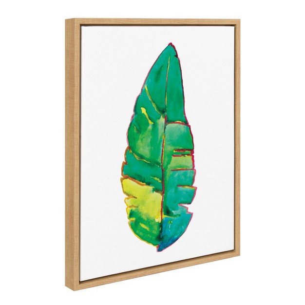 Kate And Laurel Sylvie Banana Leaf Framed Canvas By Viola kreczmer 18x24 Natural