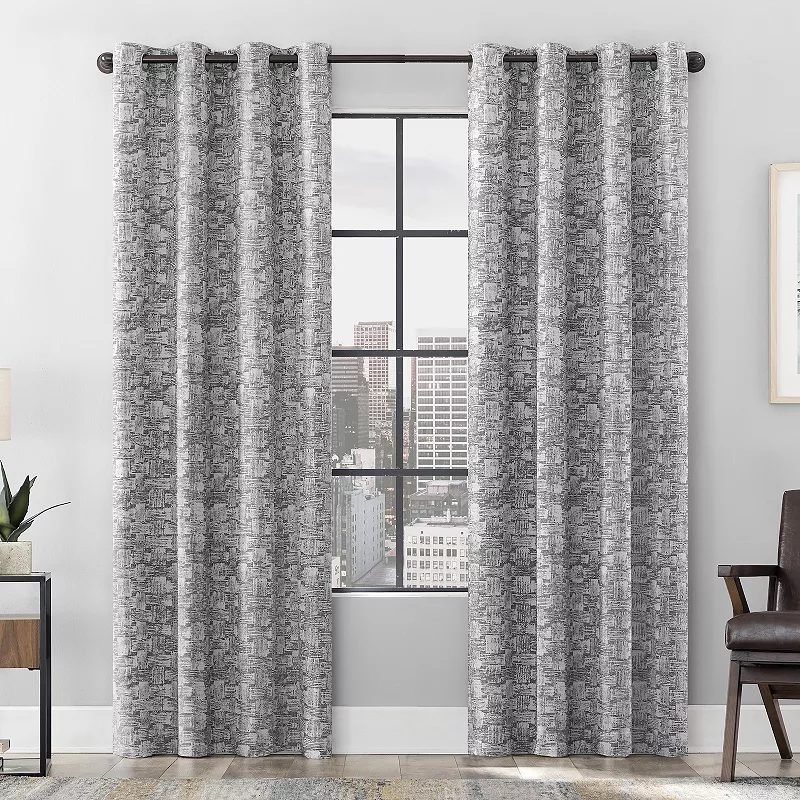 Scott Living Osaka Inverted Brushstrokes Cotton Blend 100% Blackout Grommet Window Curtain